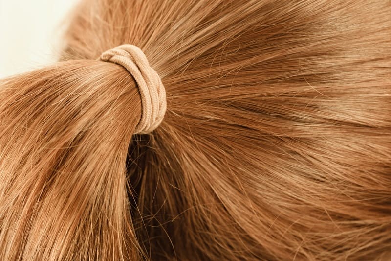 Close-up of tied-back hair